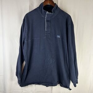 LL Bean Sweatshirt Mens XL Tall XLT Navy Blue‎ 508075 Cotton 1/4 Button LS